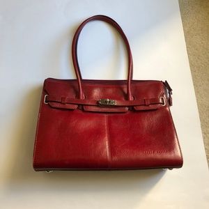 Red Leather Tote Bag